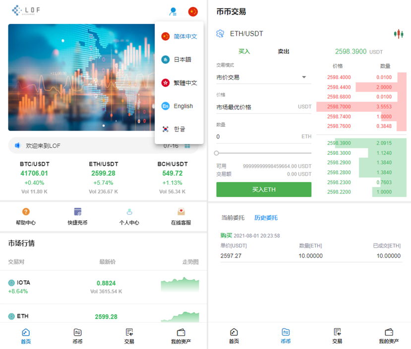 【区块链合约交易所源码】新币币交易所USDT秒合约杠杆C2C法币交易 手机端为VUE纯源码-老蔡源码网
